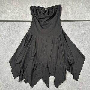 Hotkiss Black Strapless Handkerchief Hem Mini Dress Cowl Neck Ring Detail Y2K M